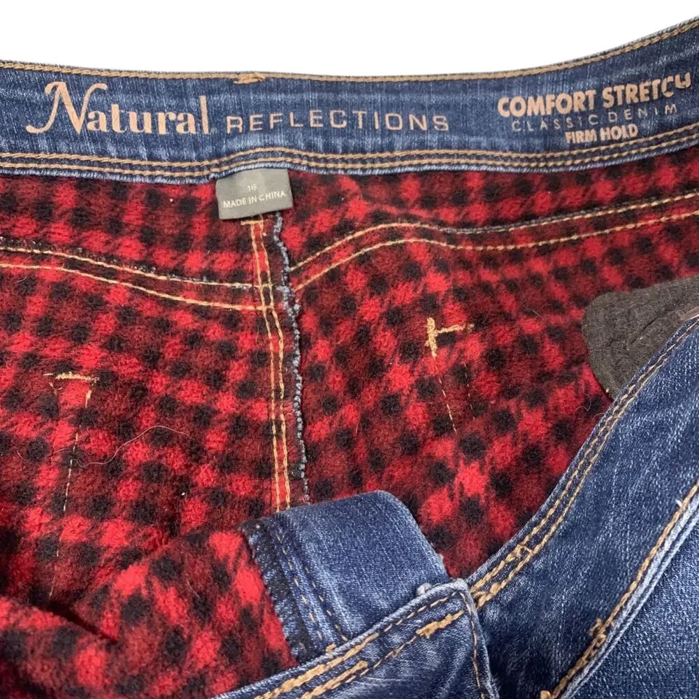 Natural Reflections Womens Flannel Lined Medium Wash Jeans 16 Outdoors Workwear